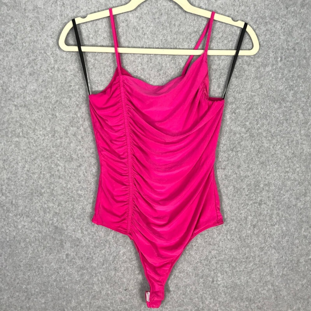 Ruched Asymmetric Bodysuit Pink Medium Sexy Maximalist Dance Cute Goth Soft Girl